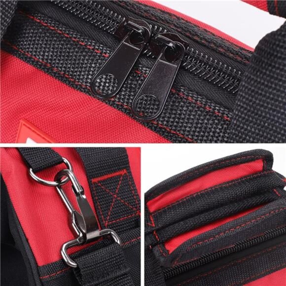 14-Inch Zip-top Wide Mouth Open Storage Tool Bag, Classic Black&Red - Picture 12 of 16